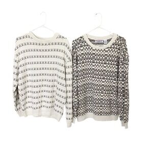 Lot of 2 Boca Classics Mens Large Sweaters Cotton Blend Knit Vintage  USA Made